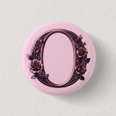 Moderne Metallische Rosemaling Buchstabe O, Rosa/L Button (Vorderseite)