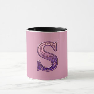 Moderne Metallische Rosemaling Buchstabe S, Rosa/L Tasse