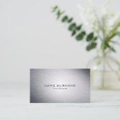 Moderne metallische silberne Art-Visitenkarte Visitenkarte (Stehend Vorderseite)