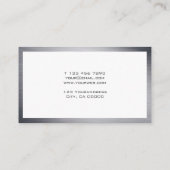 Moderne metallische silberne Art-Visitenkarte Visitenkarte (Rückseite)