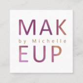 Moderne metallische Typografie Makeup Artist Quadratische Visitenkarte (Vorderseite)