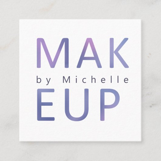 Moderne metallische Typografie Makeup Artist Quadratische Visitenkarte (Vorderseite)