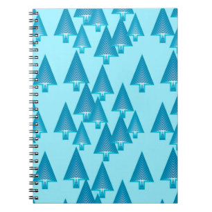 Moderne metallische Weihnachtsbäume - himmelblau Notizblock