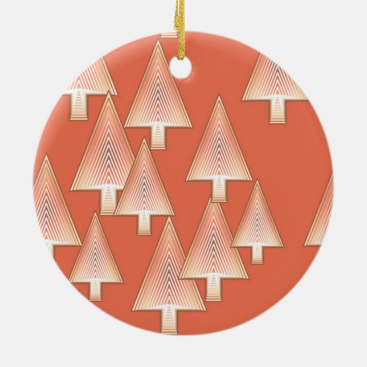 Moderne metallische Weihnachtsbäume - Kupfer und R Keramik Ornament (Hinten)