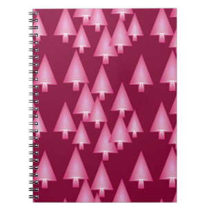 Moderne metallische Weihnachtsbäume - Rosa und Wei Notizblock