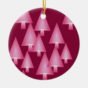 Moderne metallische Weihnachtsbäume - rosa & Weinr Keramikornament