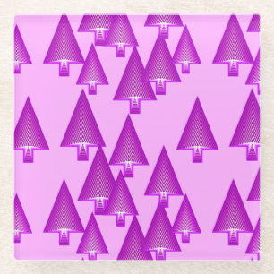 Moderne metallische Weihnachtsbäume - violett Glasuntersetzer