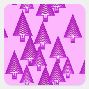 Moderne metallische Weihnachtsbäume - violett Quadratischer Aufkleber
