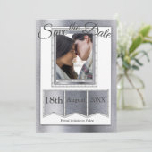 Moderne Metallstruktur Save The Date (Stehend Vorderseite)