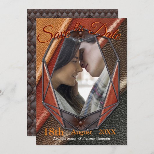 Moderne Metallstruktur Save The Date (Vorne/Hinten)