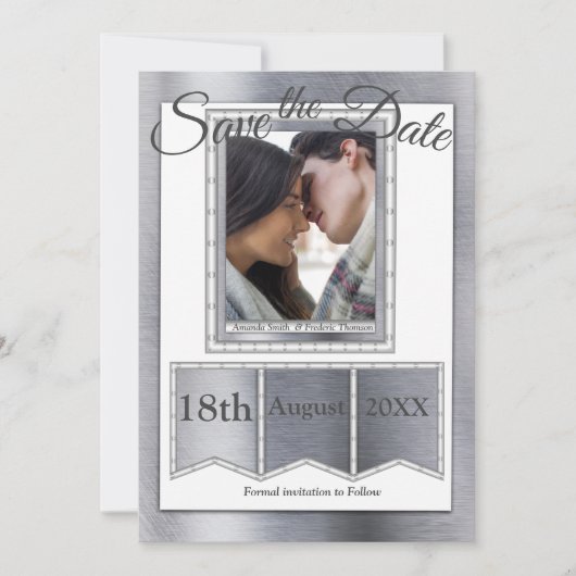 Moderne Metalltextur Save The Date (Vorderseite)