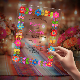 Moderne mexikanische Acrylhochzeit-Einladung Acryleinladungen