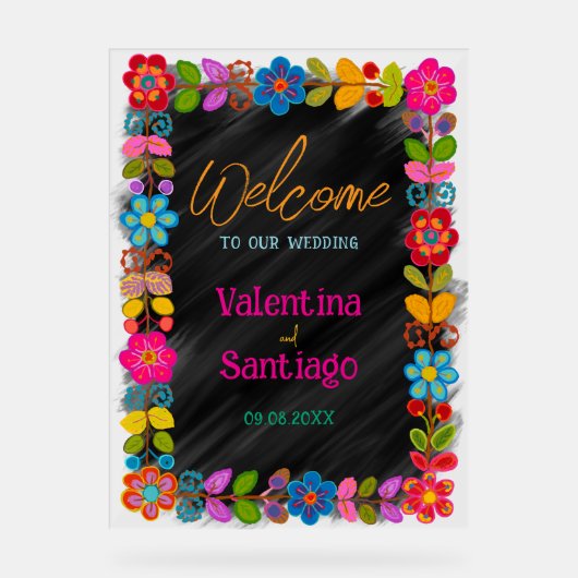 Moderne mexikanische Begrüßungsfeier Acrylschild (Vorderseite)