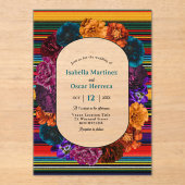 Moderne mexikanische Blume Hochzeitseinladung Acry Acryleinladungen (Vorderseite)