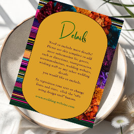 Moderne mexikanische Blume Hochzeitsgelbe Details Begleitkarte