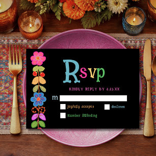 Moderne mexikanische Blumenhochzeit RSVP Karte