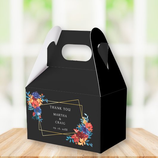 Moderne mexikanische Fiesta Blume Black Wedding Geschenkschachtel