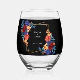 Moderne mexikanische Fiesta-Blume Hochzeit Schwarz Weinglas Ohne Stiel