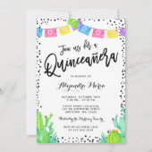 Moderne mexikanische Fiesta Quinceanera Einladung (Vorderseite)