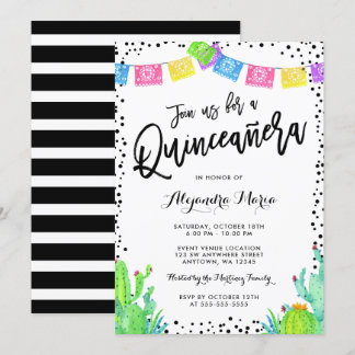 Moderne mexikanische Fiesta Quinceanera Einladung