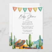 Moderne mexikanische Fiesta Watercolor Babydusche Einladung (Vorne/Hinten)