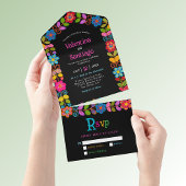 Moderne mexikanische Hochzeit All In One Einladung