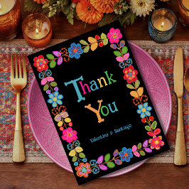 Moderne mexikanische Hochzeit Dankeskarte