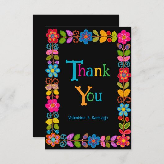 Moderne mexikanische Hochzeit Dankeskarte (Vorne/Hinten)
