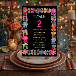 Moderne mexikanische Hochzeitssitze Tischnummer