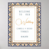 Moderne mexikanische Talavera-Fliese Hochzeit Will Poster (Vorne)