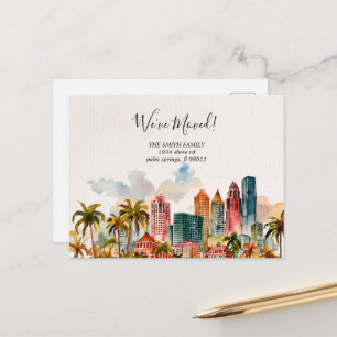 Moderne Miami Neue Adresse Umzugsankündigung Postkarte