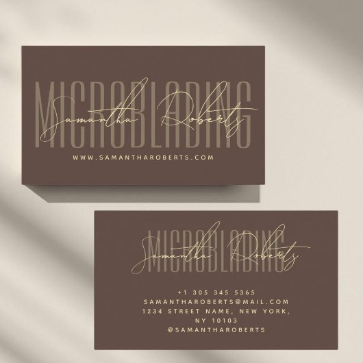 Moderne Microblading-Typografie-Schrift braun Visitenkarte