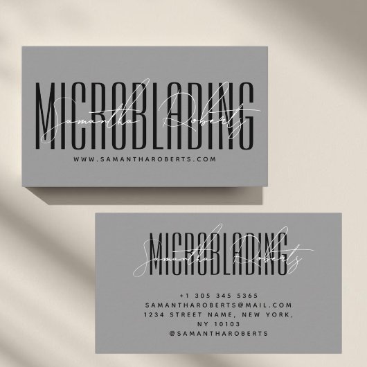 Moderne Microblading-Typografie-Schrift grau Visitenkarte