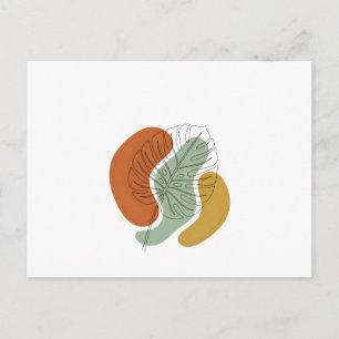 Moderne Mid-Century-Monstera-Blatt-Linienkunst Postkarte