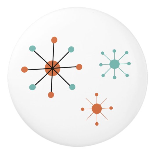Moderne Mid-Century-Retro-Atom-Abstrakt Keramikknauf (Vorderseite)