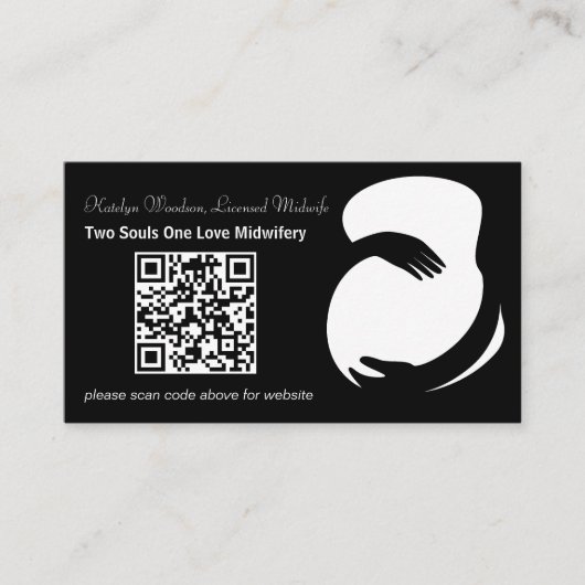 Moderne Midfrau Doula Maternity Black QR Code Visitenkarte (Vorderseite)