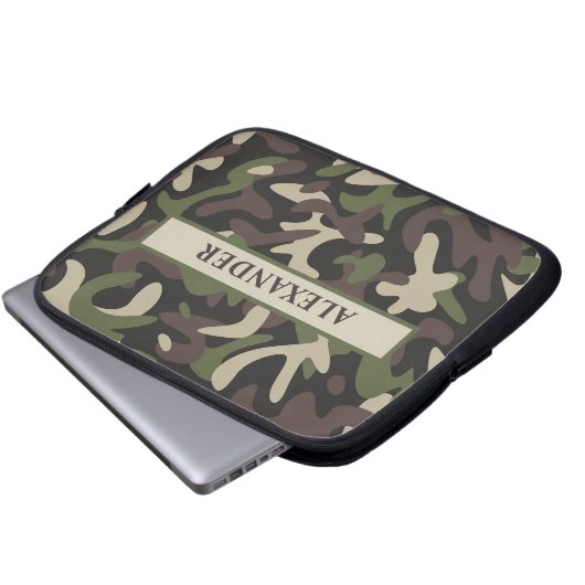 Moderne militärische Camouflage Green Brown person Laptopschutzhülle (Vorne Knopf)