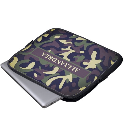 Moderne militärische Camouflage grüne Camouflage p Laptopschutzhülle (Vorne Knopf)