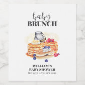 Moderne Milk Berry Pancake Brunch Babydusche Weinetikett (Einzelnes Label)