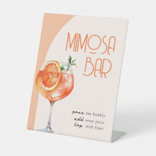 Moderne Mimosa-Bar Aperol Spritz-Brautjunggesellin Sockelschild