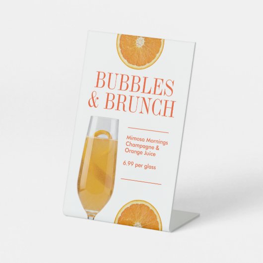 Moderne Mimosa-Cocktailbar oder Tisch-Brunch-LTO Sockelschild (Vorderseite)