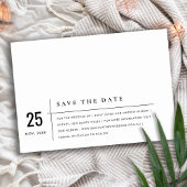 MODERNE MINDESTMUSTER, SCHWARZ UND WEISS SAVE THE DATE