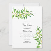 Moderne Mini-Oliven-Zweig-Babydusche Einladung (Vorderseite)