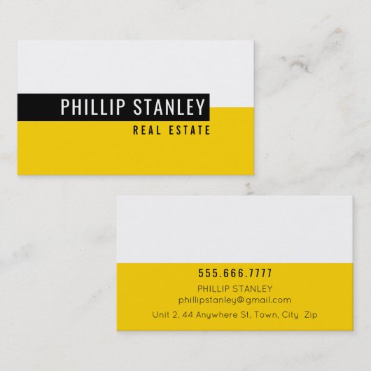 MODERNE MINIMABAND, einfach, schwarz gelb Visitenkarte (Vorne/Hinten)