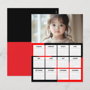 Moderne Minimal 2027 Foto-Jahresübersichtskalender Feiertagspostkarte