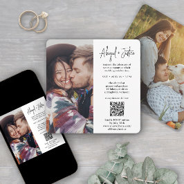 Moderne Minimal 2 Foto All-in-One QR UAWG Wedding Einladung