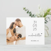 Moderne Minimal 2 Foto Babydusche Dankeskarte (Stehend Vorderseite)