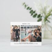 Moderne Minimal 2-Foto-Save the Date Postkarte (Stehend Vorderseite)