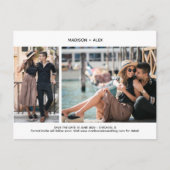 Moderne Minimal 2-Foto-Save the Date Postkarte (Vorderseite)