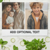 Moderne Minimal 3 Foto Collage mit Text Geschirrtuch (Gefaltet)